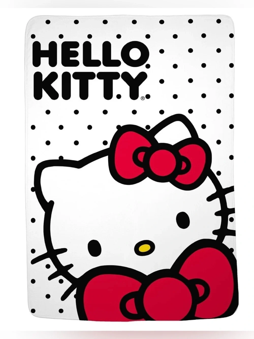 Hello Kitty Super Soft Polyester Blanket 62x90 Polka Dots White/Black/Red